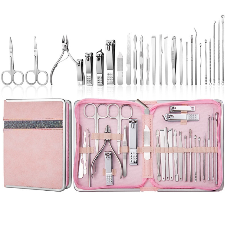 

26 In 1 Pink Nail Clipper Set Manicure Set Stainless Steel Nail Clipper Manicure Tool