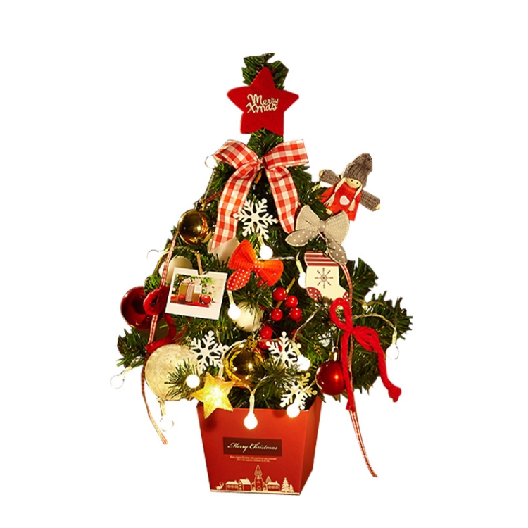 

H01 Desktop Mini Christmas Tree Set With Lights Christmas Decorations(Red)