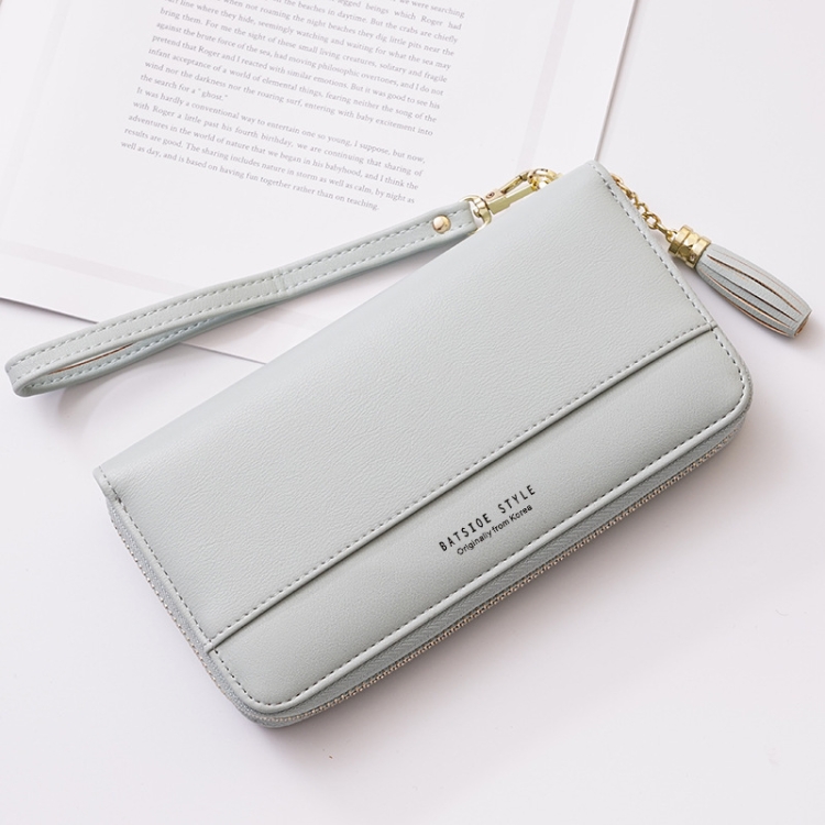 

BATSIOE Ladies Wallet Simple Tassel Clutch Bag Long Zipper Multi-Card Position Large Capacity Clutch(Green)
