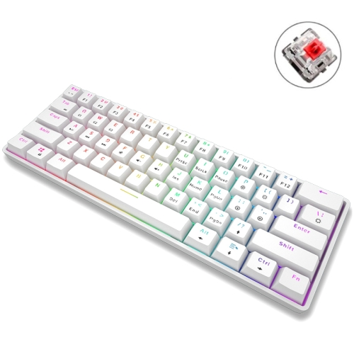 LEAVEN K28 61 Keys Gaming Office Computer RGB Wireless Bluetooth + Wired Dual Mode Mechanical Keyboard, Cabel Length:1.5m, Colour: Red Axis (White)
