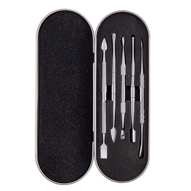 

Nail Art Tool Set Smoke Cream Spoon Stainless Steel Steel Push Smoke Oil Spoon, Specification: 5 In 1 Silver