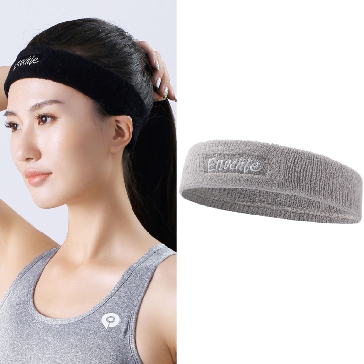

2 PCS Enochle Sports Sweat-Absorbent Headband Combed Cotton Knitted Sweatband(Gray)