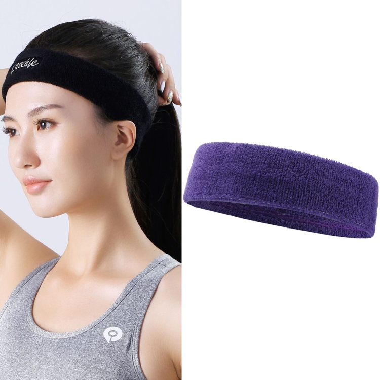 

2 PCS Enochle Sports Sweat-Absorbent Headband Combed Cotton Knitted Sweatband(Purple)