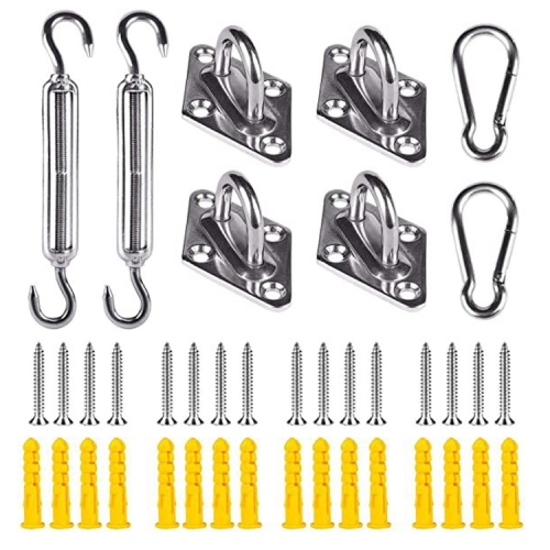 

24 in 1 304 Stainless Steel Fixed Shade Sail Accessories Diamond Buckle Flower Basket Spring Buckle, Spec: M8 Set (Yellow)