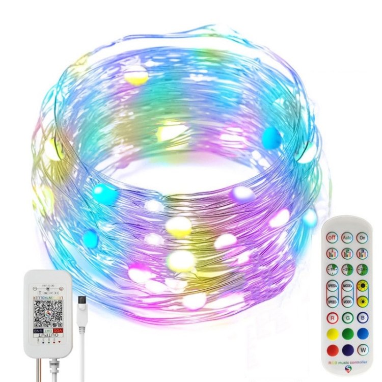 

USB 5V Music Infrared Remote Control Magic Color Copper Line String Lights, Length: 15m