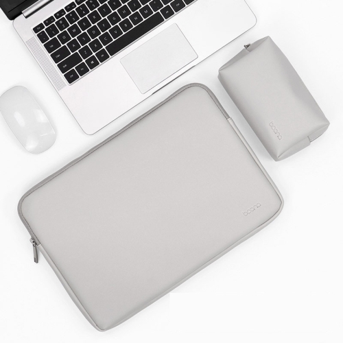 

Baona BN-Q001 PU Leather Laptop Bag, Colour: Gray + Power Bag, Size: 13/13.3/14 inch