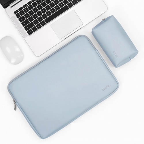 

Baona BN-Q001 PU Leather Laptop Bag, Colour: Sky Blue + Power Bag, Size: 11/12 inch