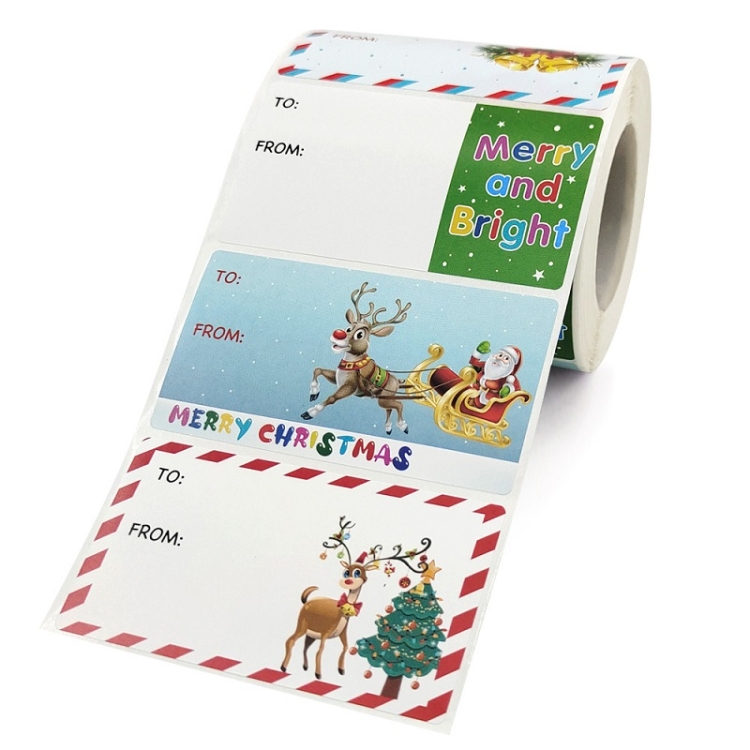Christmas Decoration Roll Sticker Gift Bag Self-Adhesive Sealing Sticker, Size: 2.95x1.6 Inch(A-