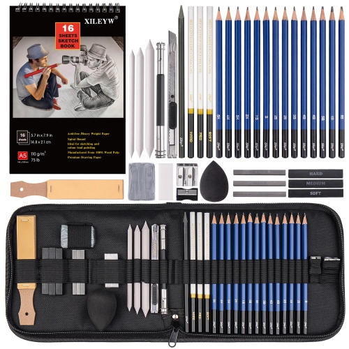 

XILEYW 36-In-1 Sketch Drawing Set Pencil Carbon Brush Sketchbook Set(XL-SMTZ36)