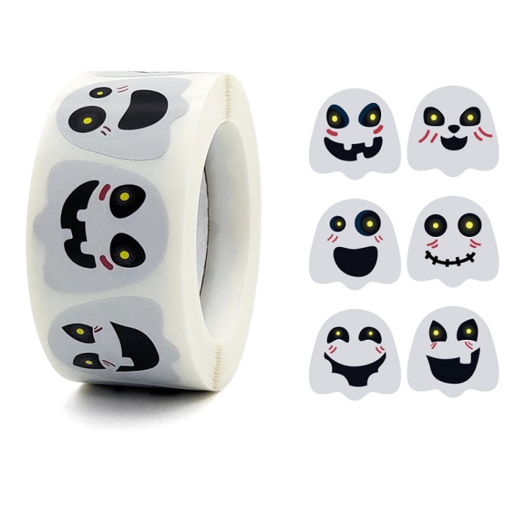 Halloween Ghost Emoticon Stickers Children Gift Decoration Food Sealing  Stickers, Size: 25x25mm(K-128)