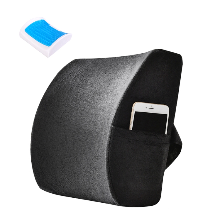 

Office Waist Cushion Car Pillow With Pillow Core, Style: Gel Type(Suede Black)