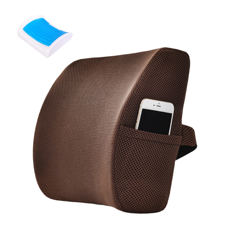 

Office Waist Cushion Car Pillow With Pillow Core, Style: Gel Type(Mesh Brown)