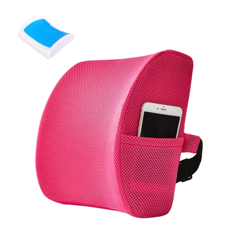 

Office Waist Cushion Car Pillow With Pillow Core, Style: Gel Type(Mesh Rose Red)
