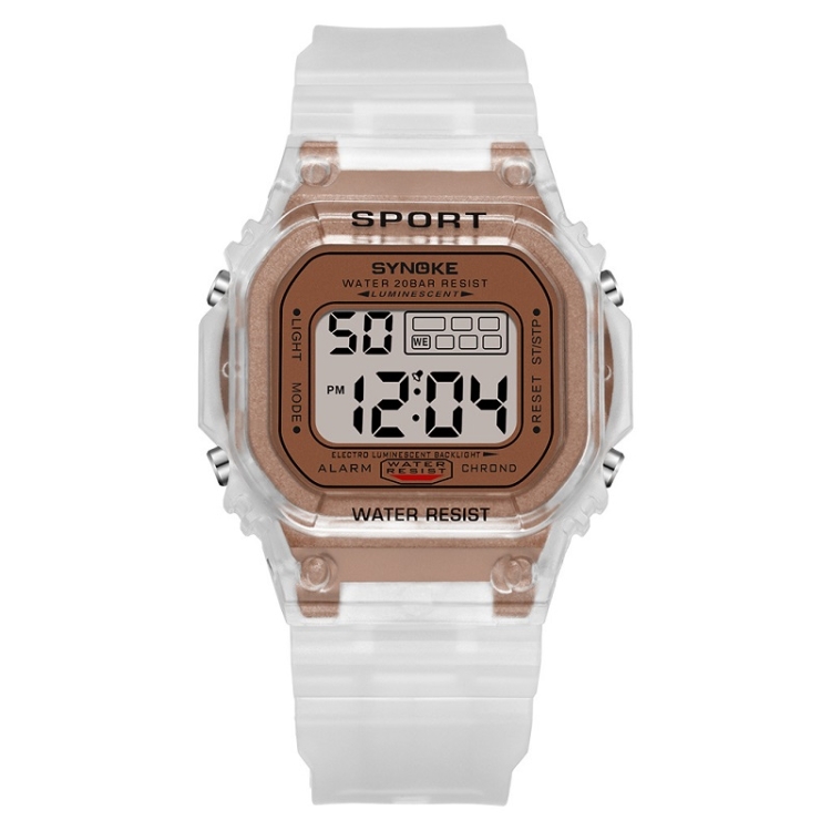 

SYNOKE 9620 Couple Sports Plastic Strap Electronic Watch(Transparent Coffee)
