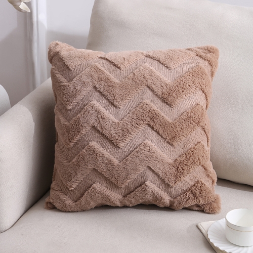 

Double-Sided Plush Pillow Home Sofa Cushion Pillowcase, Size: 45x45cm Without Core(Brown Big Waves)