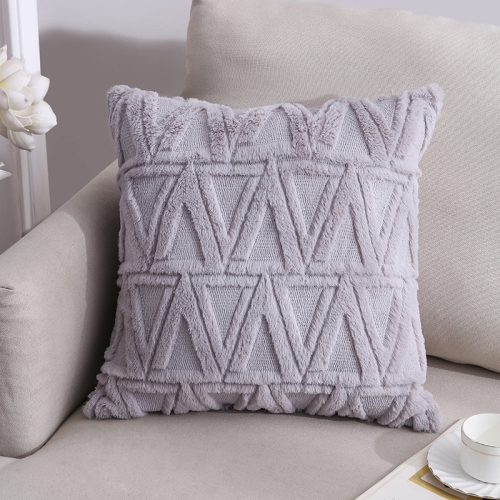 

Double-Sided Plush Pillow Home Sofa Cushion Pillowcase, Size: 45x45cm Without Core(Gray Triangle)