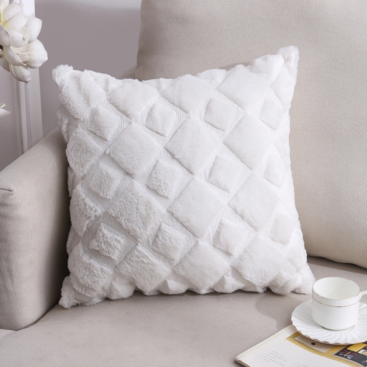 

Double-Sided Plush Pillow Home Sofa Cushion Pillowcase, Size: 45x45cm Without Core(White Square)