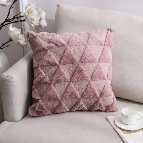 

Double-Sided Plush Pillow Home Sofa Cushion Pillowcase, Size: 45x45cm Without Core(Pink Positive Triangle)