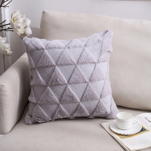 

Double-Sided Plush Pillow Home Sofa Cushion Pillowcase, Size: 45x45cm Without Core(Gray Positive Triangle)