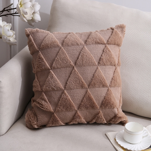 

Double-Sided Plush Pillow Home Sofa Cushion Pillowcase, Size: 45x45cm Without Core(Brown Positive Triangle)