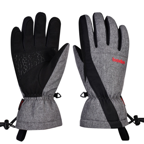 

Boodun Five-Finger Ski Gloves Windproof Waterproof Finger Touch Screen Keep Warm Gloves, Size: M(Black Gray)