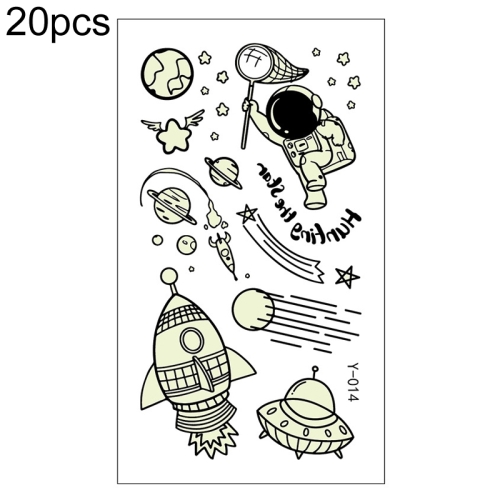 20 chiếc Cartoon Tàu vũ trụ Hình xăm trẻ em dạ quang (Y-014)