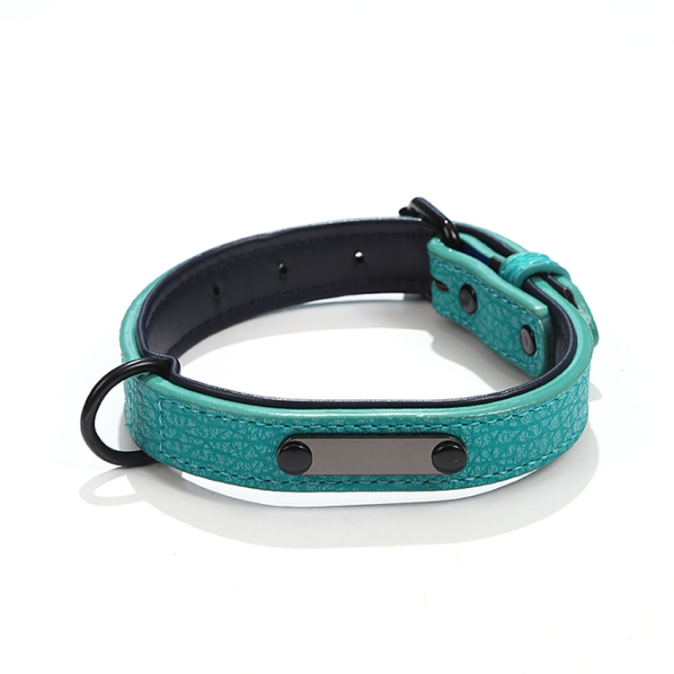 

Pet Collar Leather Dog Collar Adjustable Dog Tag Anti-Lost Collar, Size: M 39 x 2.2cm(Green)