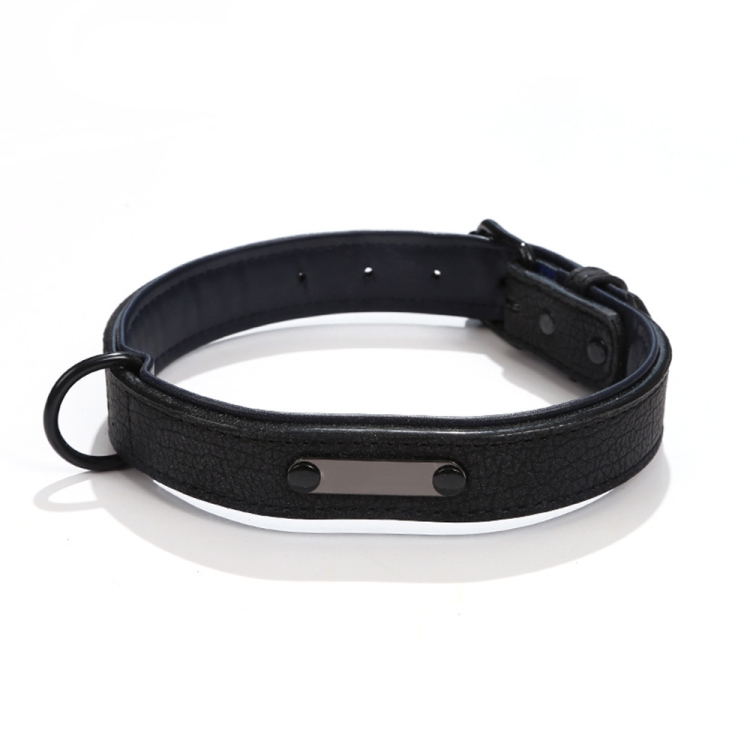 

Pet Collar Leather Dog Collar Adjustable Dog Tag Anti-Lost Collar, Size: M 39 x 2.2cm(Black)