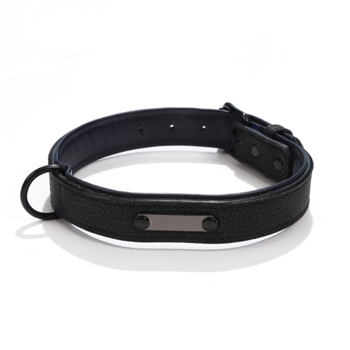 

Pet Collar Leather Dog Collar Adjustable Dog Tag Anti-Lost Collar, Size: XL 59 x 3.2cm(Black)