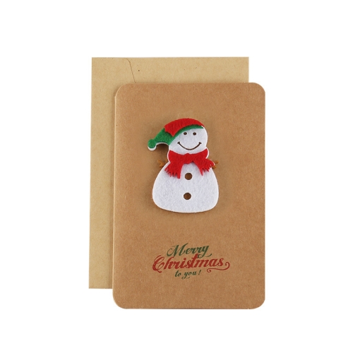 

10 Sets SDHK03 Vintage Kraft Paper Christmas Greeting Card Handmade Three-Dimensional Christmas Blessing Gift Card(Snowman)