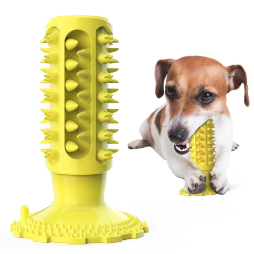 

Suction Cup Sounding Dog Toy Bite Resistant Molar Stick Dog Toothbrush Pet Supplies(Yellow)