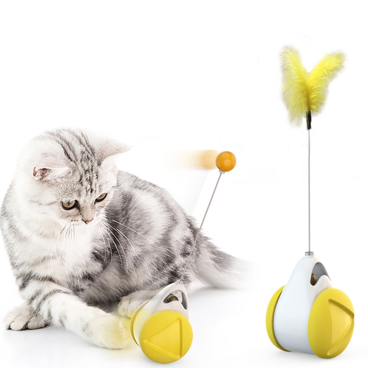 

Cat Balance Swing Car Toy To Relieve Boredom Tumbler Funny Cat Stick(Yellow)