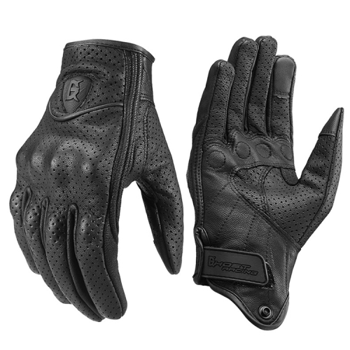 

GHOST RACING GR-ST06 Breathable Touch Screen Motorcycle Riding Leather Gloves Anti-Fall Locomotive Gloves, Size: M(Black)