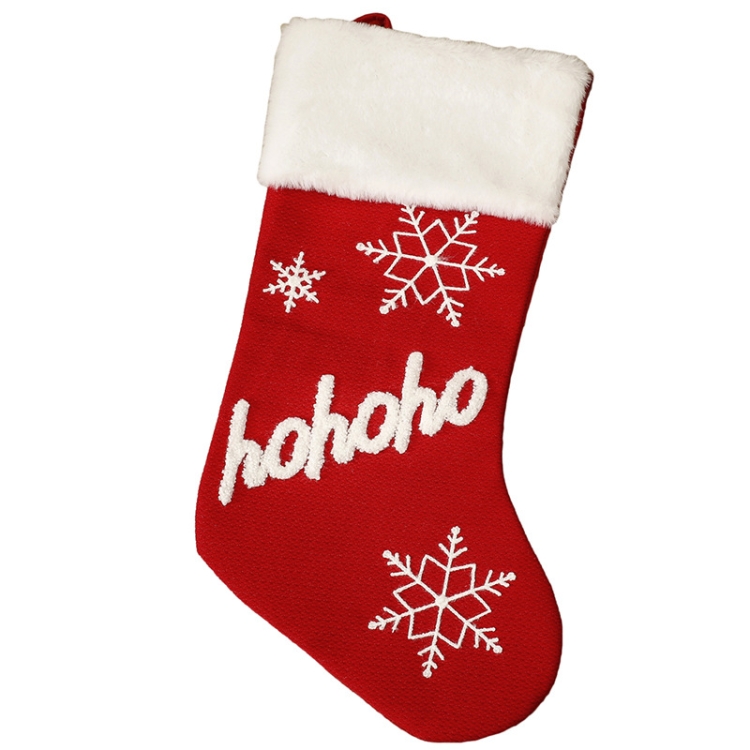 

XD22154 Christmas Party Arrangement Plush Socks Snowflake English Socks Gift Bag(Hohoho)