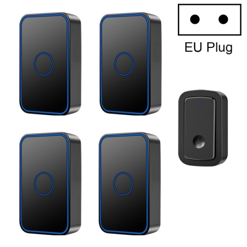 

CACAZI A19 1 For 4 Wireless Music Doorbell without Battery, Plug:EU Plug(Black)