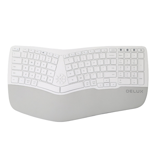 

DELUX GM902 106 Keys Ergonomic Design Rechargeable Wireless Bluetooth Keyboard, Style:White