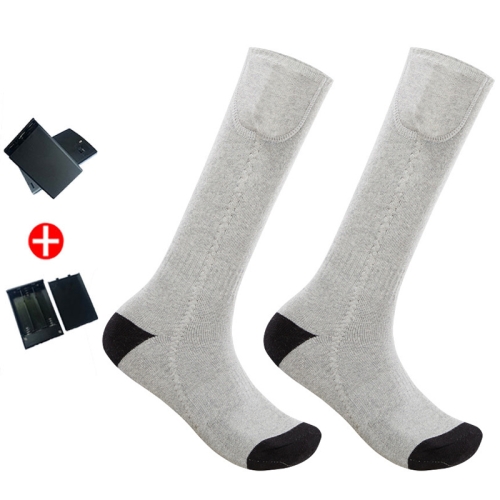 

Y201 Winter Warm Tube Heated Cotton Socks Outdoor Heated Ski Socks, Style:with Battery Box(Grey Black)