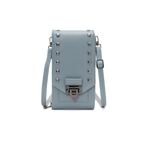 

F835 Rivet Diamond Mobile Phone Bag Ladies Shoulder Diagonal Bag(Blue)