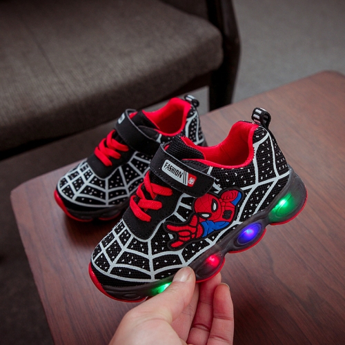 

9808 Autumn Children Luminous Shoes LED Light Mesh Sports Shoes, Size: 30(Black)