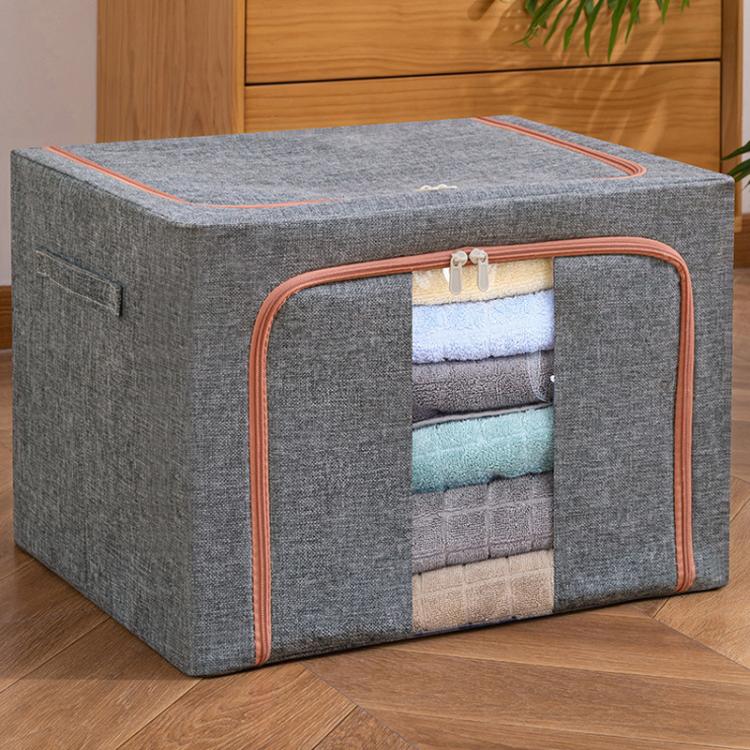 100L 60x42x40cm Fabric Steel Frame Quilt Clothing Storage Box Cotton