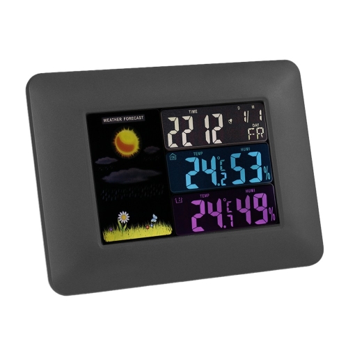 

Multifunctional Indoor And Outdoor Temperature And Humidity Meter Colorful Screen Weather Clock(TS-A97-EU EU Plug)