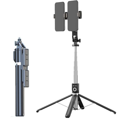 

360-Degree Rotating Foldable Bluetooth Selfie Sticks Live Stand, Spec: P220 TK (Double Clip)