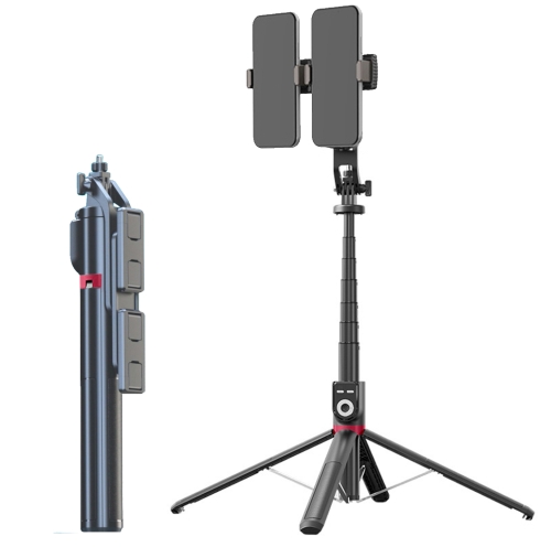 

360-Degree Rotating Foldable Bluetooth Selfie Sticks Live Stand, Spec: P225 TK (Double Clip)