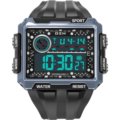 

SYNOKE 6861 Outdoor Luminous Waterproof Multi-Function Square Large Screen Display Sports Electronic Watch(Black Dark Gray)