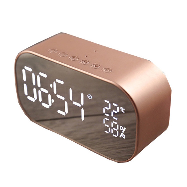 

S2 Desktop Alarm Block Bluetooth Speaker Home Mirror Audio Support FM / TF Card(Rose Gold)