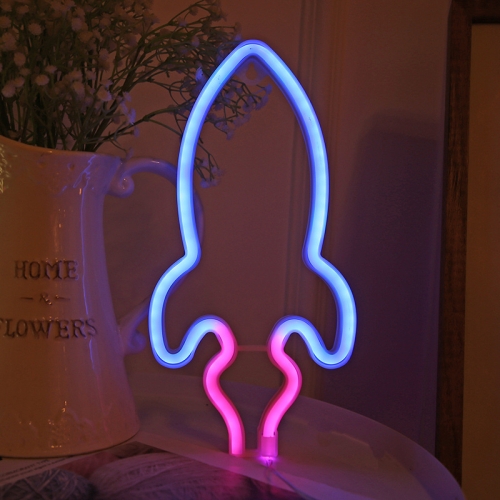 

LED Personalized Neon Decorative Light Modeling Light USB Battery Box Dual Purpose, Spec: Rocket