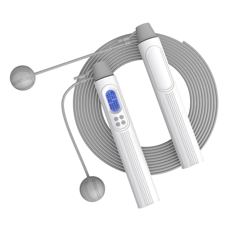 

Fitness Smart Counting Slub Wire Skipping Rope Dual Purpose Corded / Cordless Jump Rope(White Gray)