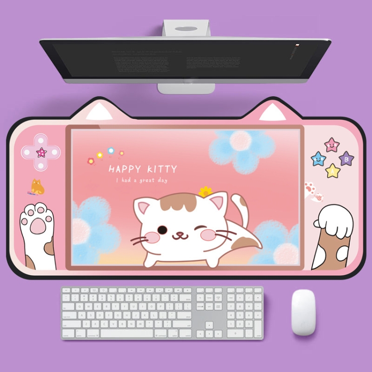 

400 x 800 x 3mm Cute Cat Ear Computer Keyboard Desk Pad Mouse Pad(3)