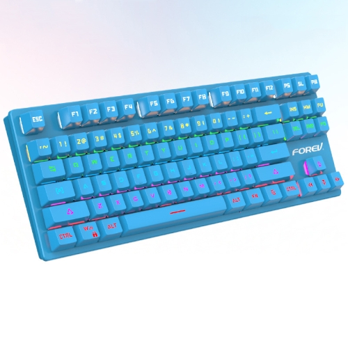 

FOREV FV-301 87-Keys Mechanical Keyboard Green Axis Gaming Keyboard, Cable Length: 1.6m(Coral Blue)