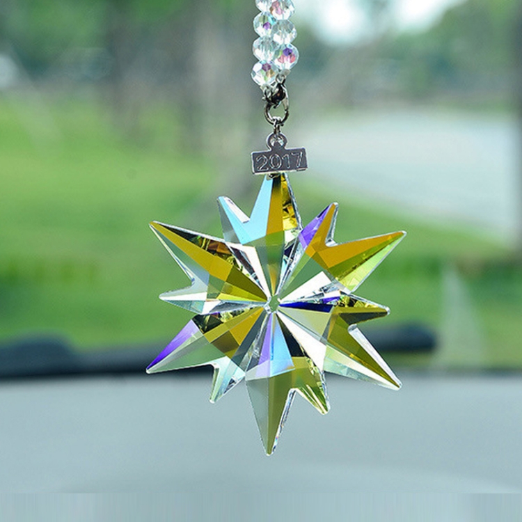 

7024 Crystal Snowflake Car Pendant Decoration, Colour: Colorful